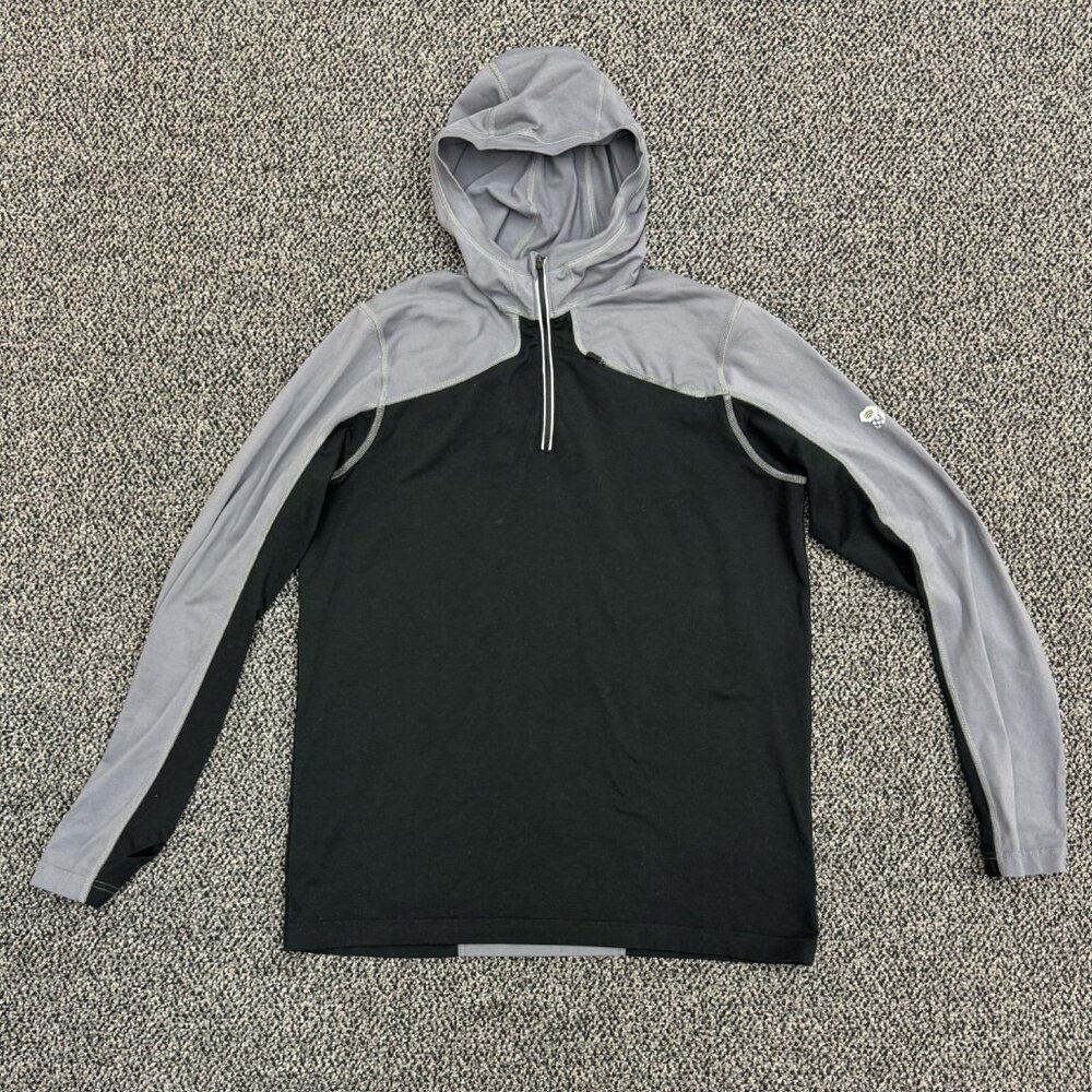 Mountain Hardwear 1/4 Zip Hooded Running shirt Mens Medium Grey Black